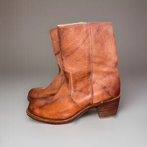 FRYE Campus Chelsea Womens Short Leather Brown Boots US 7.5 M Made IN USA.